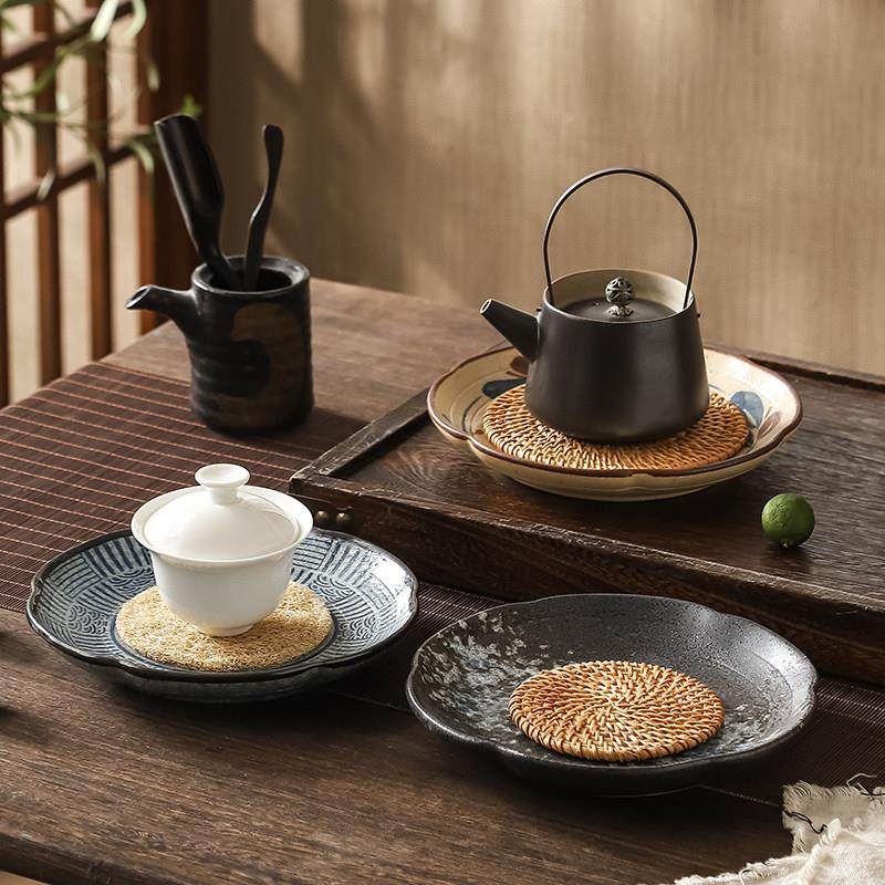 粗陶壶承盘紫砂壶盖碗陶瓷壶托 托盘子干泡养壶垫覆古干泡台茶承,餐饮具,茶托,淘宝优惠券,粉丝福利购,淘宝优惠卷