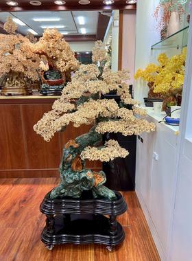 黄水晶钱树落地式大装饰品加密客厅商店入口乔迁开幕中秋礼物