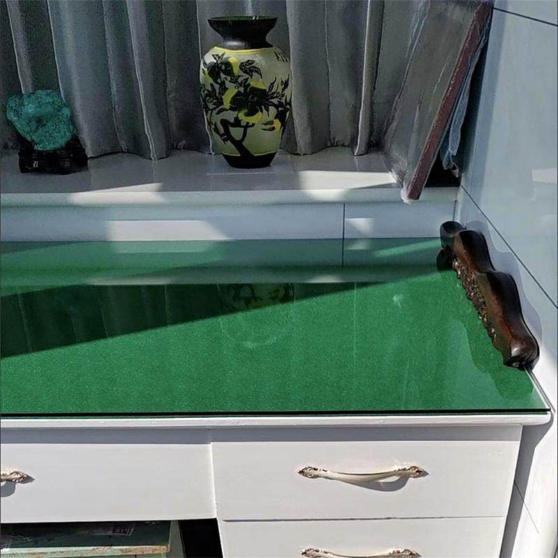 办公桌绿色桌面毯垫玻璃板下背景绿桌布条纹呢垫圆桌背景餐桌垫布