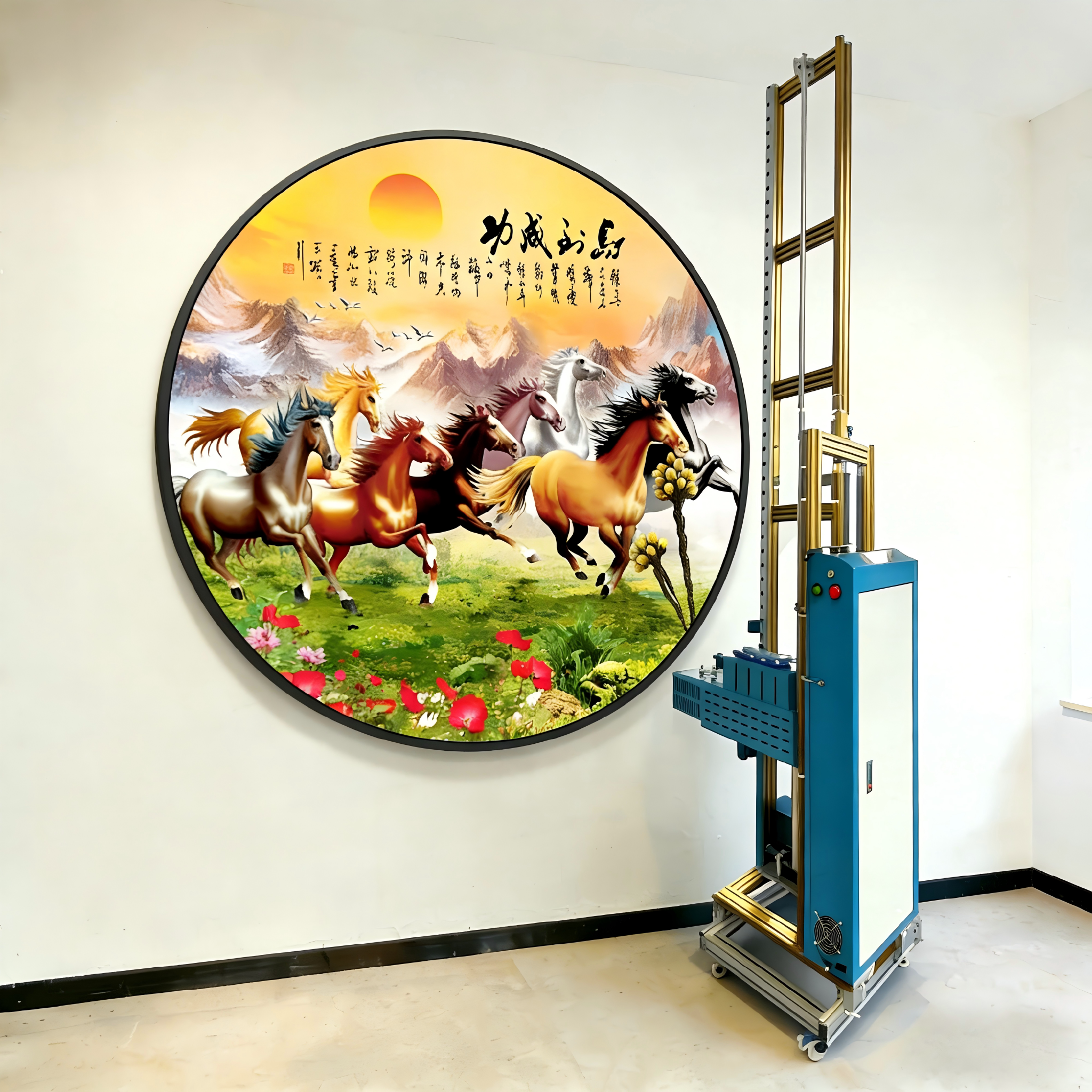 3D墙体彩绘机喷绘机室内背景墙户外广告文化乡村党建高清打印机