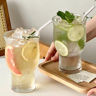 大容量玻璃杯高颜值果汁杯宽口水果茶杯奶茶咖啡杯饮料杯啤酒杯子