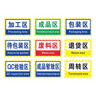 工厂区域标识地贴区域牌地贴标识成品分类地贴半成品检验区加工区待包装区QC检验区周转区类标识提示标贴定做