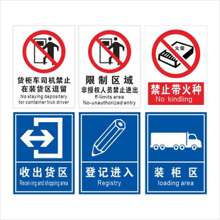 反恐验厂安全标识牌提示PVC材质访客车辆请登记出示证件禁止吸烟当心触电仓库重严禁烟货车停车区装货柜定制