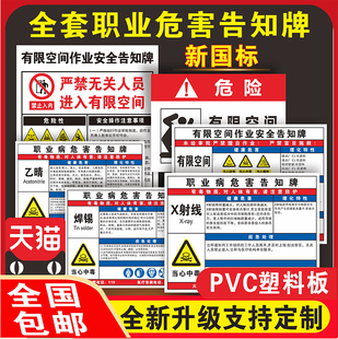 粉尘职业病危害告知牌卡噪声已炔天那水油墨柴油高温有限空间安全作业标识乙酸乙酯岗位风险提示警告标志定制