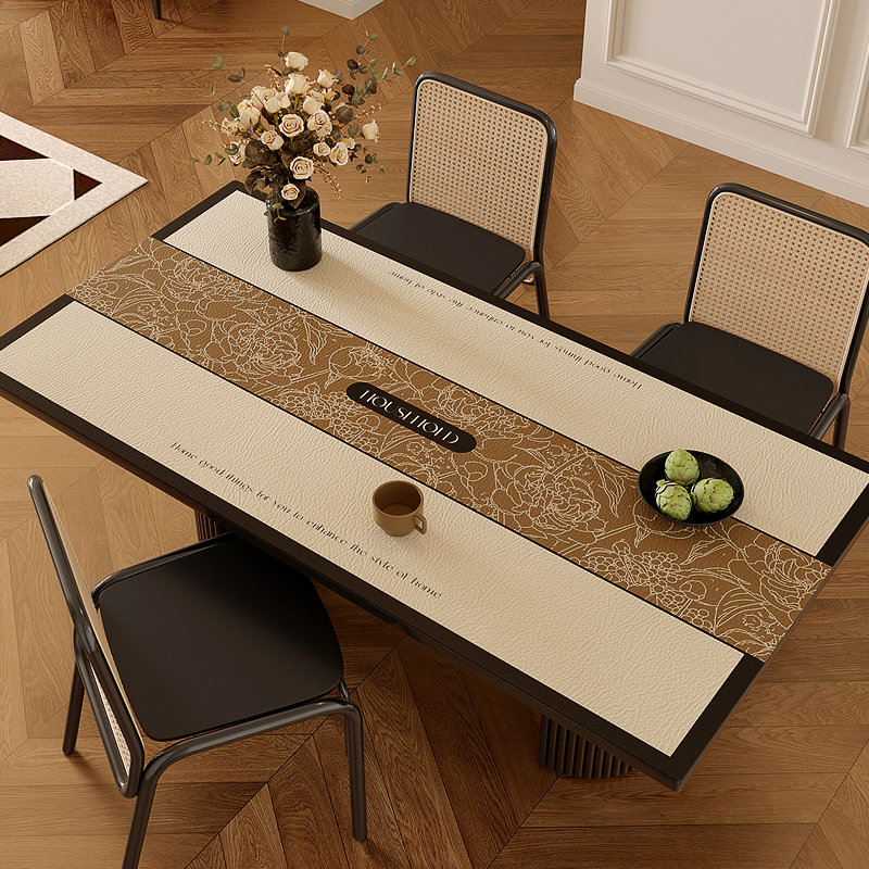 复古简约轻奢高级感皮革餐桌垫西餐桌布防水防油防烫长条pvc桌垫,居家布艺,桌布,淘宝优惠券,粉丝福利购,淘宝优惠卷