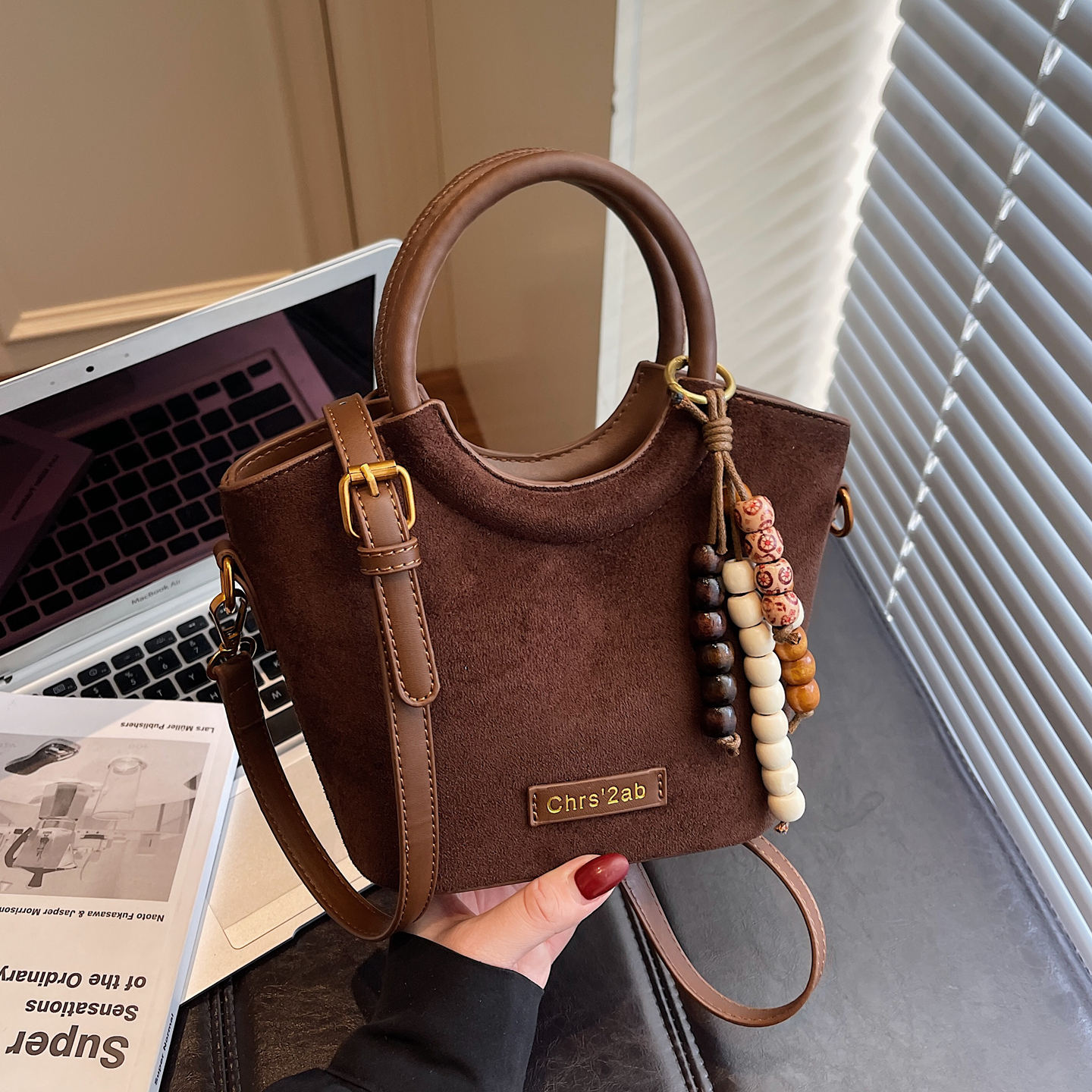 百搭斜挎包复古手提水桶包