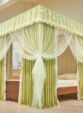 新双层遮光床主帘蚊帐一体式三款门家布帘用宫廷落地HUP公卧室窗