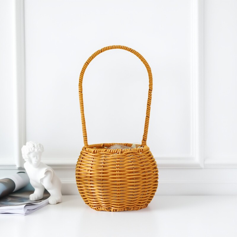 包邮柳编花篮鸡蛋藤编资材花篮家庭园艺塑编做壁挂花盆鲜花小花篮