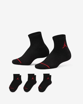 耐克JORDAN儿童运动训练透气袜子三双装HA5109-023