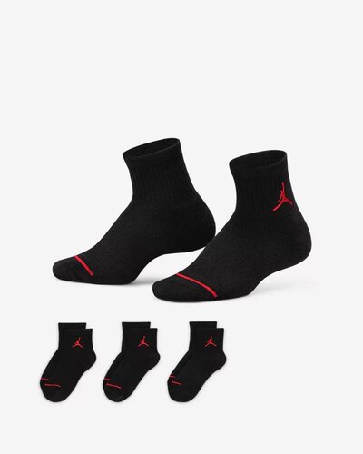 耐克JORDAN儿童运动训练透气袜子三双装HA5109-023