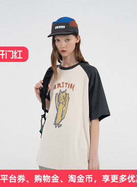 APPARITION  短袖女t恤夏 艺术手绘印花 插肩袖短袖T恤 男女同款