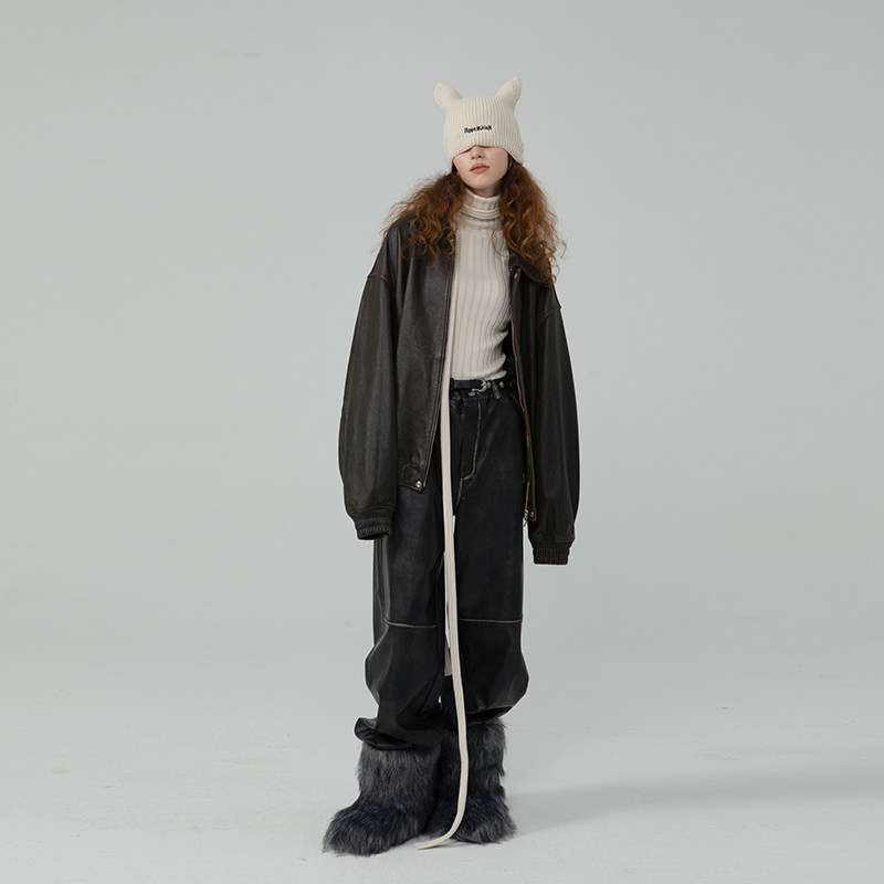 APPARITION高级复古仿皮外套