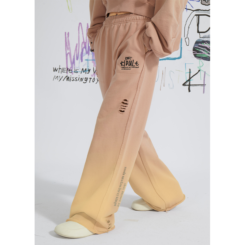 APPARITION水洗破洞针织阔腿裤