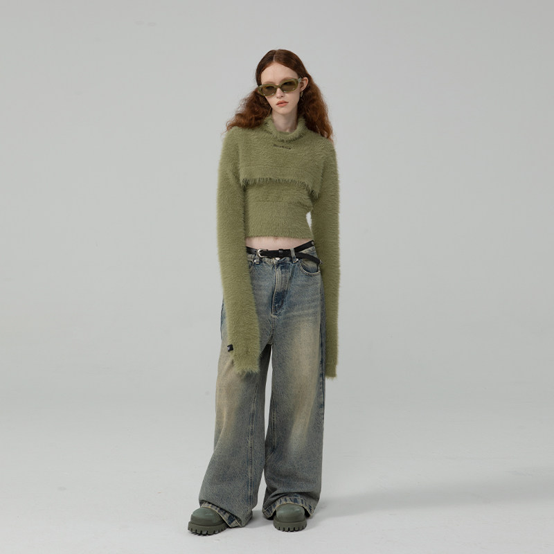 APPARITION纯色刺绣罩衫套头毛衣