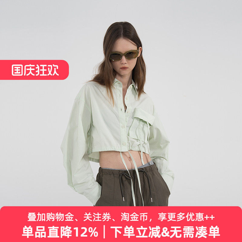 APPARITION 夏季新品 时尚潮流 短款长袖衬衫 女式衬衣外套