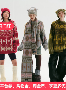 APPARITION 节日氛围穿搭 复古费尔岛纹 圆领套头毛衫 针织衫毛衣