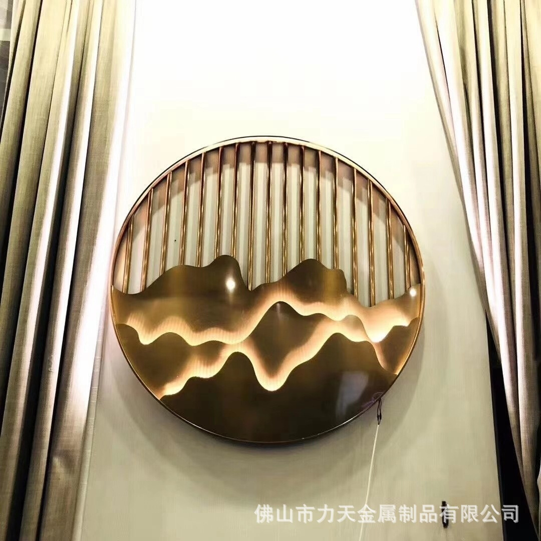 新款酒店售楼部不锈钢假山造型隔断格栅装饰山峦屏风背景墙