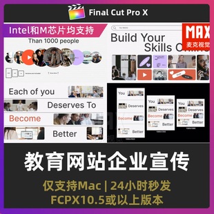 finalcutpro插件 在线课程教育网站企业宣传分屏图片展示fcpx模版