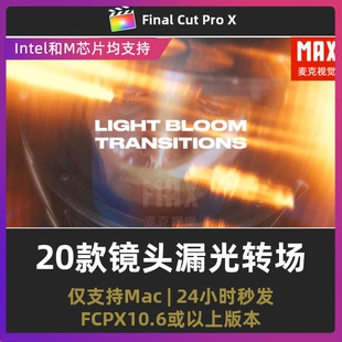 finalcutpro插件 20款横竖屏炫光扫光视频光晕镜头漏光斑fcpx转场