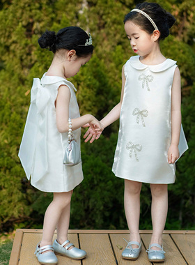 2025年新款女童娃娃领背心连衣裙女宝宝生日小礼裙公主裙洋气