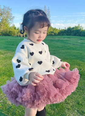 女童半身裙网纱蓬蓬裙超蓬加蓬红茶拿铁TUTU裙洋气
