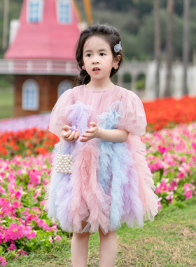 女童连衣裙夏季宝宝裙子网纱蓬蓬蛋糕裙小女孩生日礼服公主裙洋气