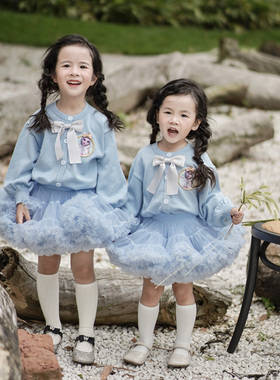 春款女童毛衣开衫幼儿园艾莎公主针织外套TUTU裙公主裙洋气