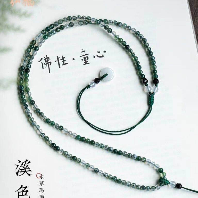 天然水草玛瑙手工编织玉翡翠项链绳