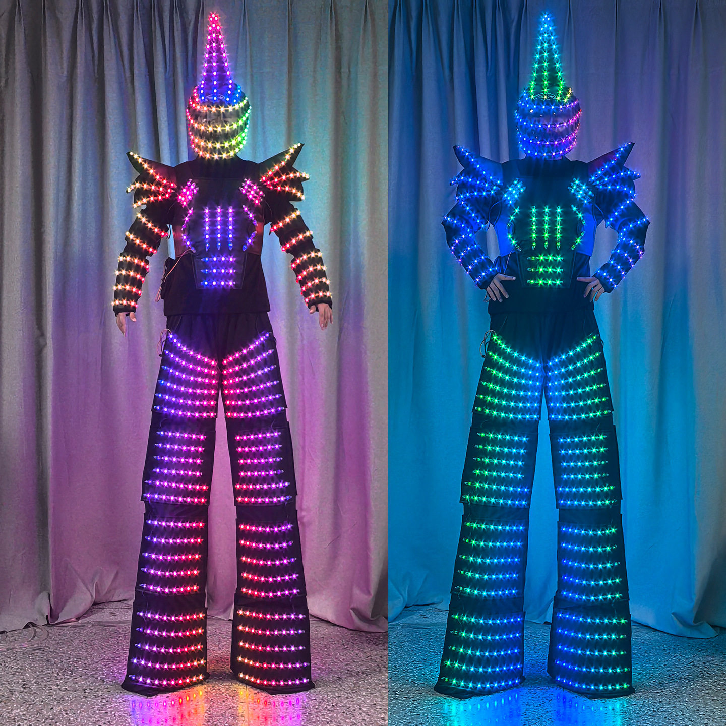 欧美爆款异形幻彩盔甲LED发光舞台高跷服酒吧KTV出酒气氛道具服装
