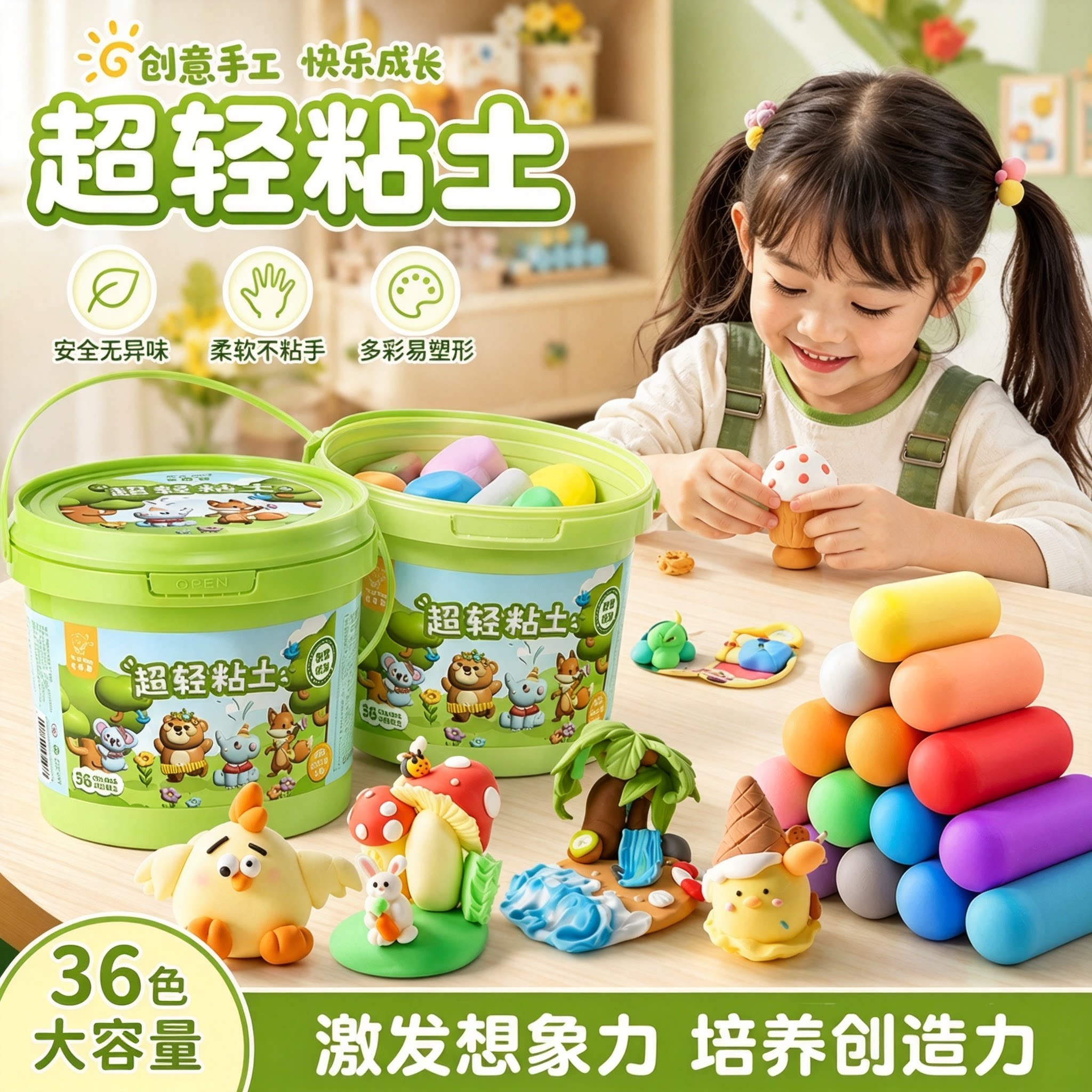 超轻粘土24/36色彩泥无毒食品儿童级橡皮泥幼儿园手工diy黏土玩具
