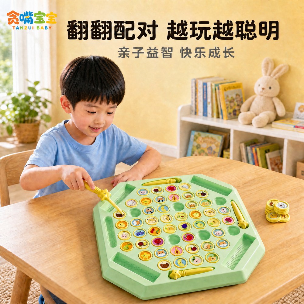 儿童记忆棋翻翻棋对对碰加厚大号棋盘专注力训练亲子桌面益智玩具