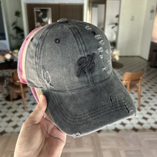 复古做旧破洞牛仔棒球帽子女深顶宽檐显脸小遮阳防晒刺绣鸭舌帽男