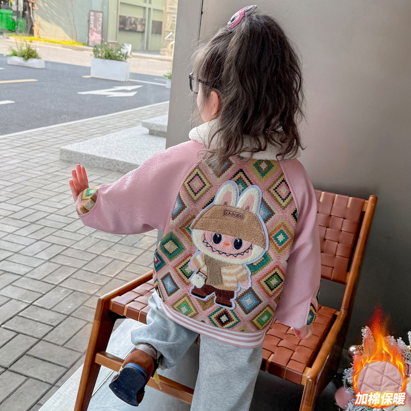 女童拉布布外套秋冬装2025新款儿童夹棉加厚棉衣女孩洋气卡通皮衣