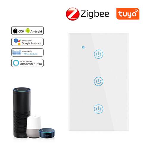 美规澳规120型Zigbee涂鸦触摸开关1-2-3-4路语音控制手机远程控制