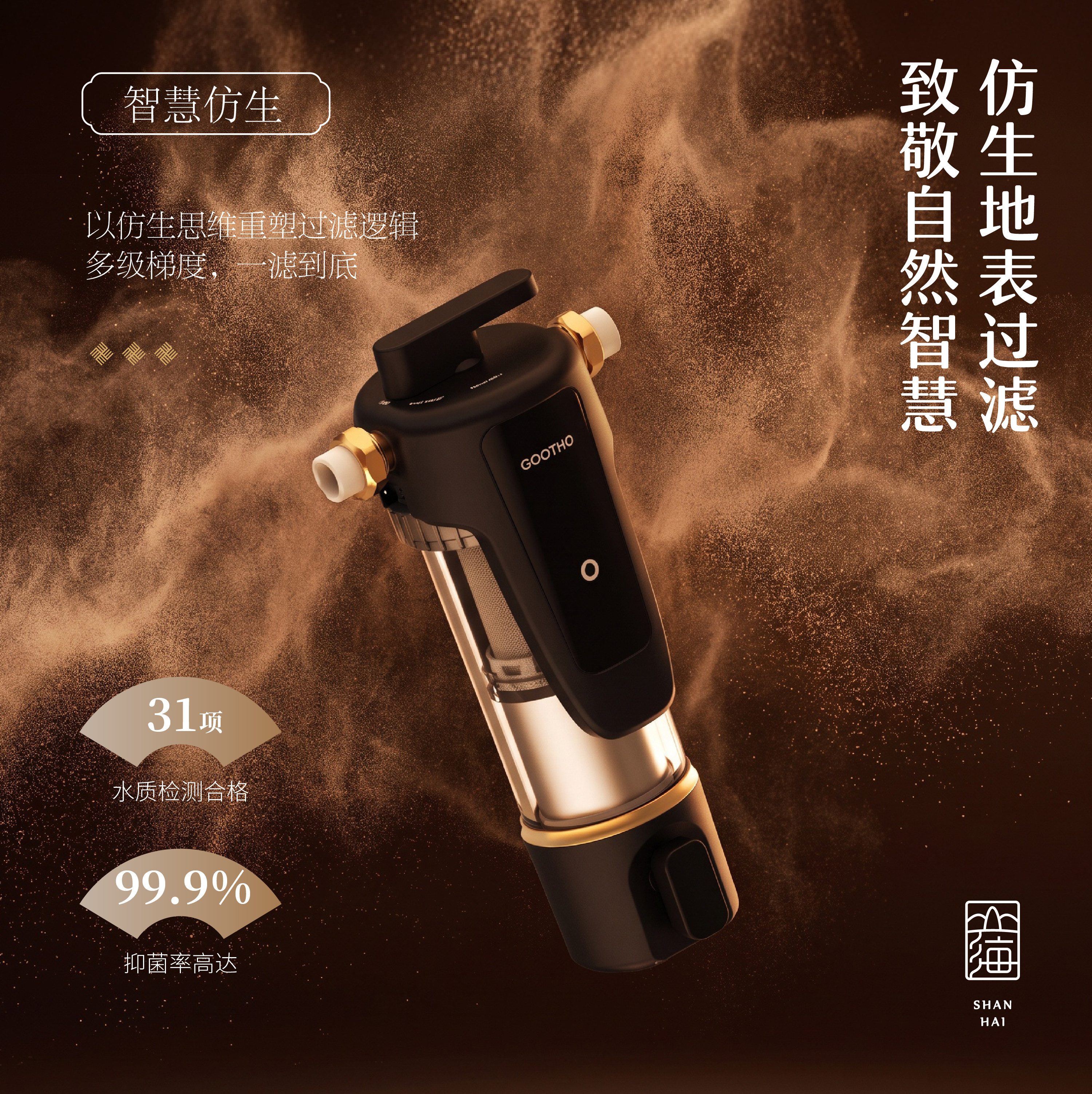 库硕中央一号精滤双芯前置过滤器全屋净水家用反冲洗净水