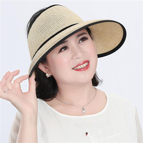 帽子女夏季防晒遮阳帽妈妈防紫外线太阳帽薄遮脸空顶中老年人网帽