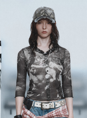 Sound of trio*潘神与天使印花网纱小衫｜TopT恤｜印花色