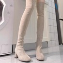 过膝长靴女款2025新款春夏方头粗高跟爆款鞋子瘦瘦靴高筒弹力靴子