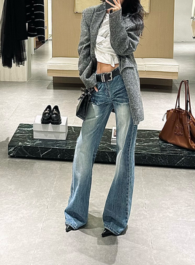 ISGRX 自由不羁 特调复古蓝牛仔裤加长高个子拖地气质极简老钱风