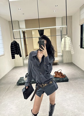 ISGRX 秩序感原创设计灰色条纹衬衫秋冬外套极简日常休闲气质