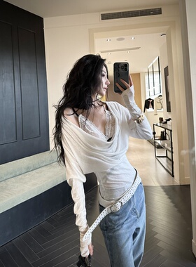 ISGRX 白炽灯 原创设计白色蕾丝上衣春夏设计感纯欲性感御姐