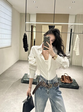 ISGRX 白色浪漫史 设计感白衬衫气质高级感收腰上衣秋冬衬衫