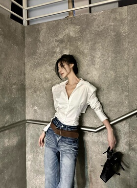 ISGRX  清明坦荡原创设计白衬衫收腰设计感质感老钱风轻奢