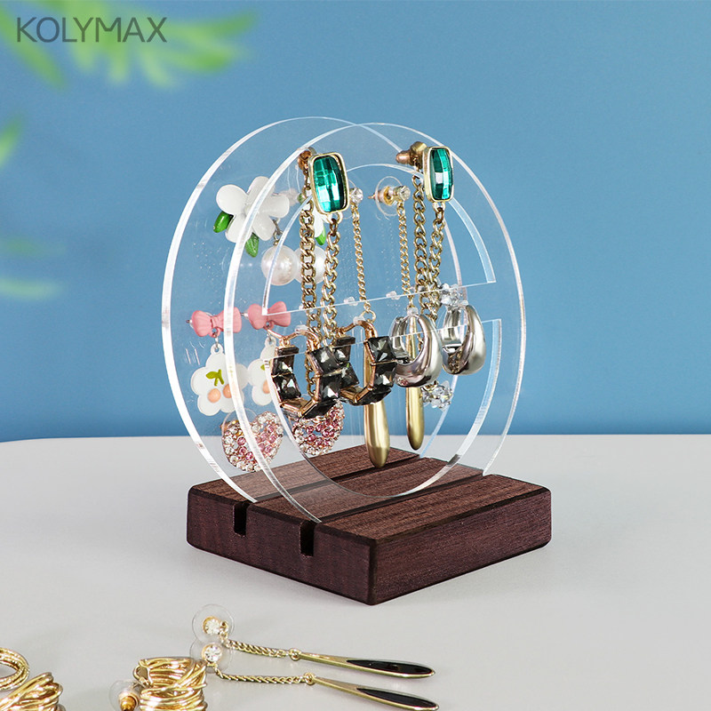 北欧风耳钉亚克力实木首饰架桌面耳饰收纳架创意饰品陈列展示架