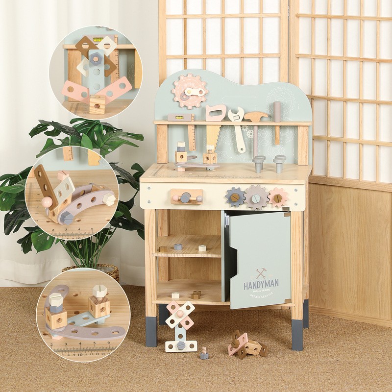 儿童木质多功能工具台仿真维修拧螺丝螺母拆装工具益智过家家CE12