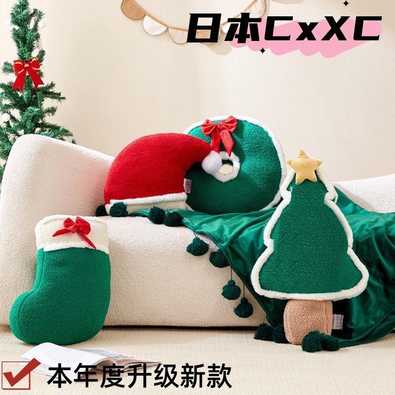 2026圣诞抱枕圣诞节礼物圣诞树装饰娃娃公仔沙发靠垫飘窗靠枕E91