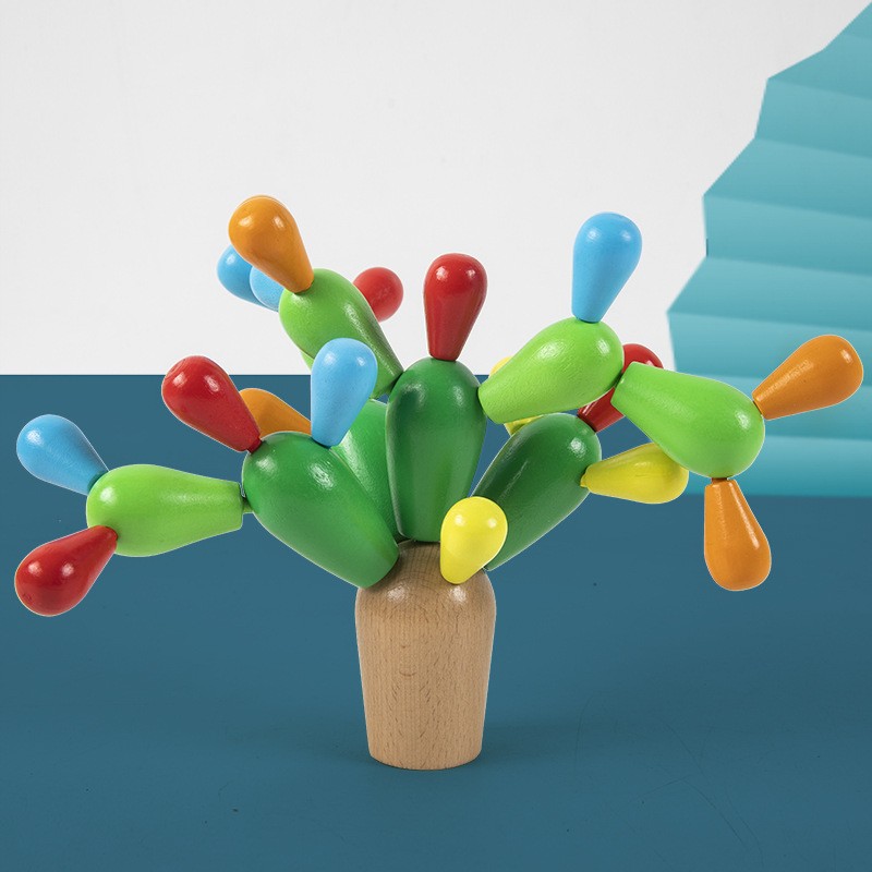 木制仙人球创意拼插平衡积木儿童蒙氏早教仙人掌益智玩具CE15