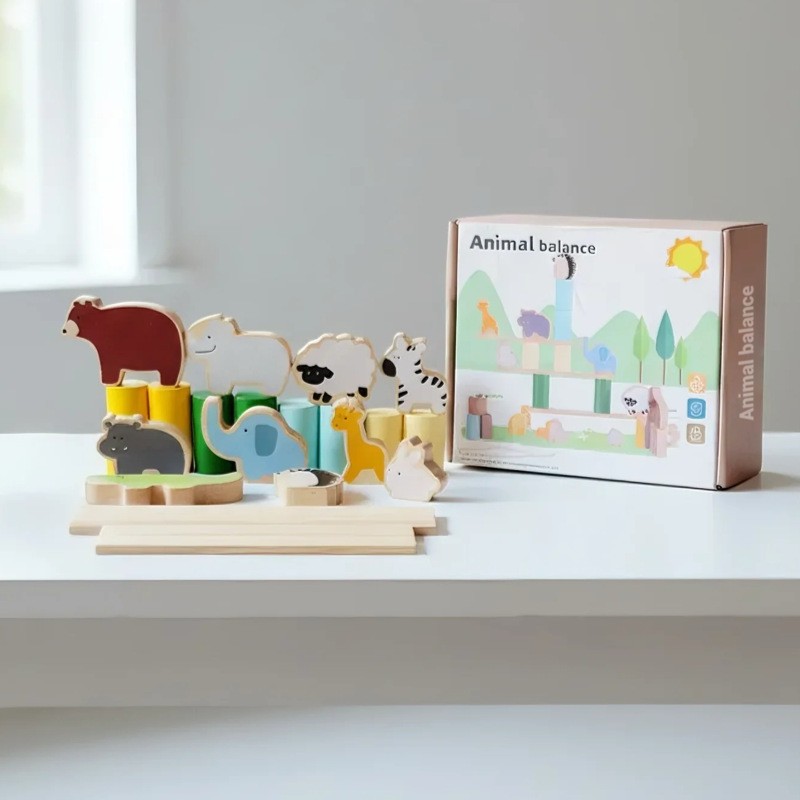 儿童木制动物平衡叠叠乐积木亲子互动叠叠高堆叠早教益智玩具CE44
