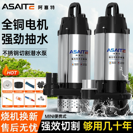 无刷直流潜水泵48v60v72v电动车电瓶车专用抽水泵浇菜农用灌溉机