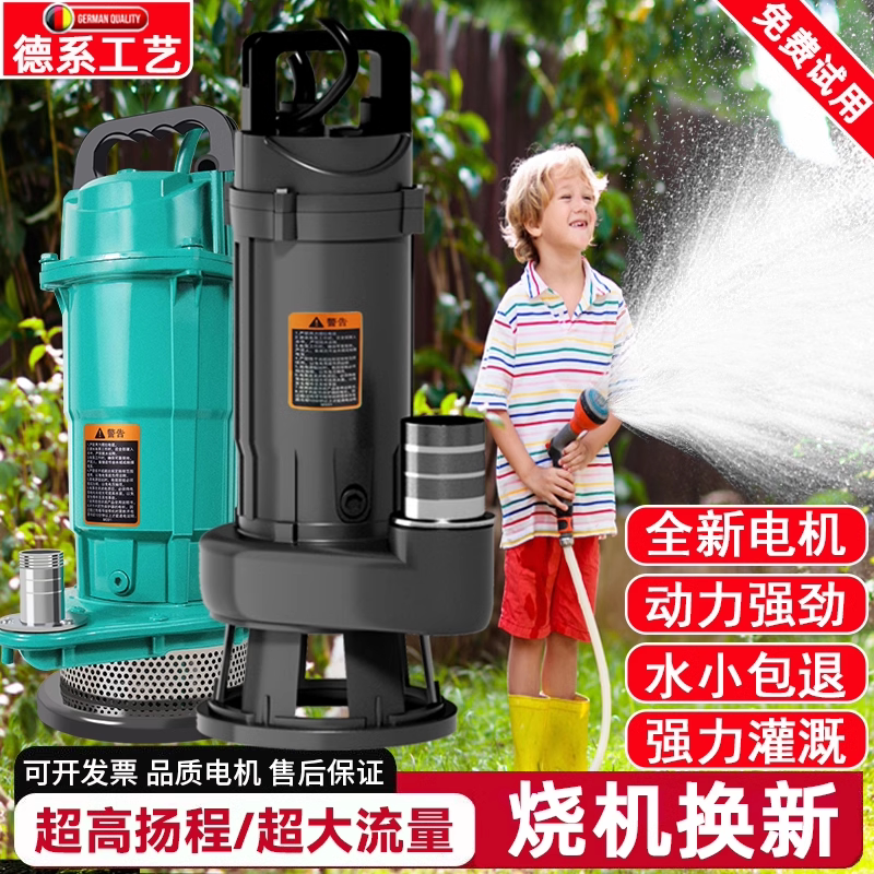 潜水泵家用220V抽水泵小型清污水泵农用灌溉排污高扬程抽水机井水